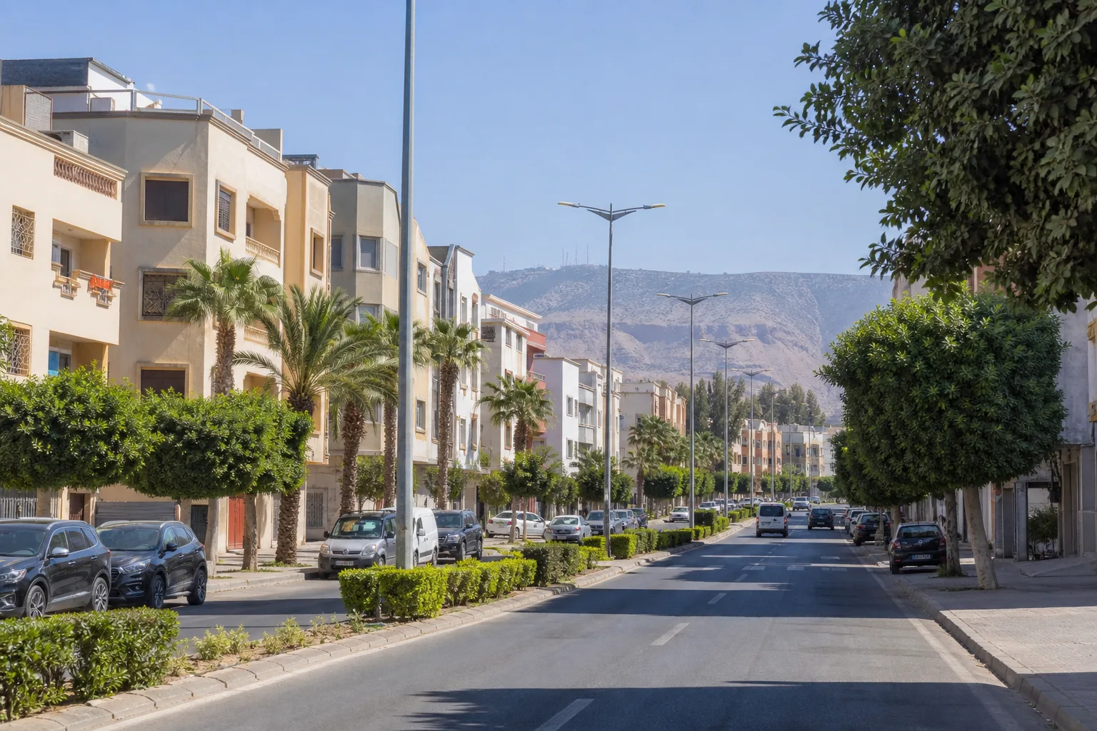 Avenue et habitat familial diversifié dans le secteur de Tikiouine à Agadir